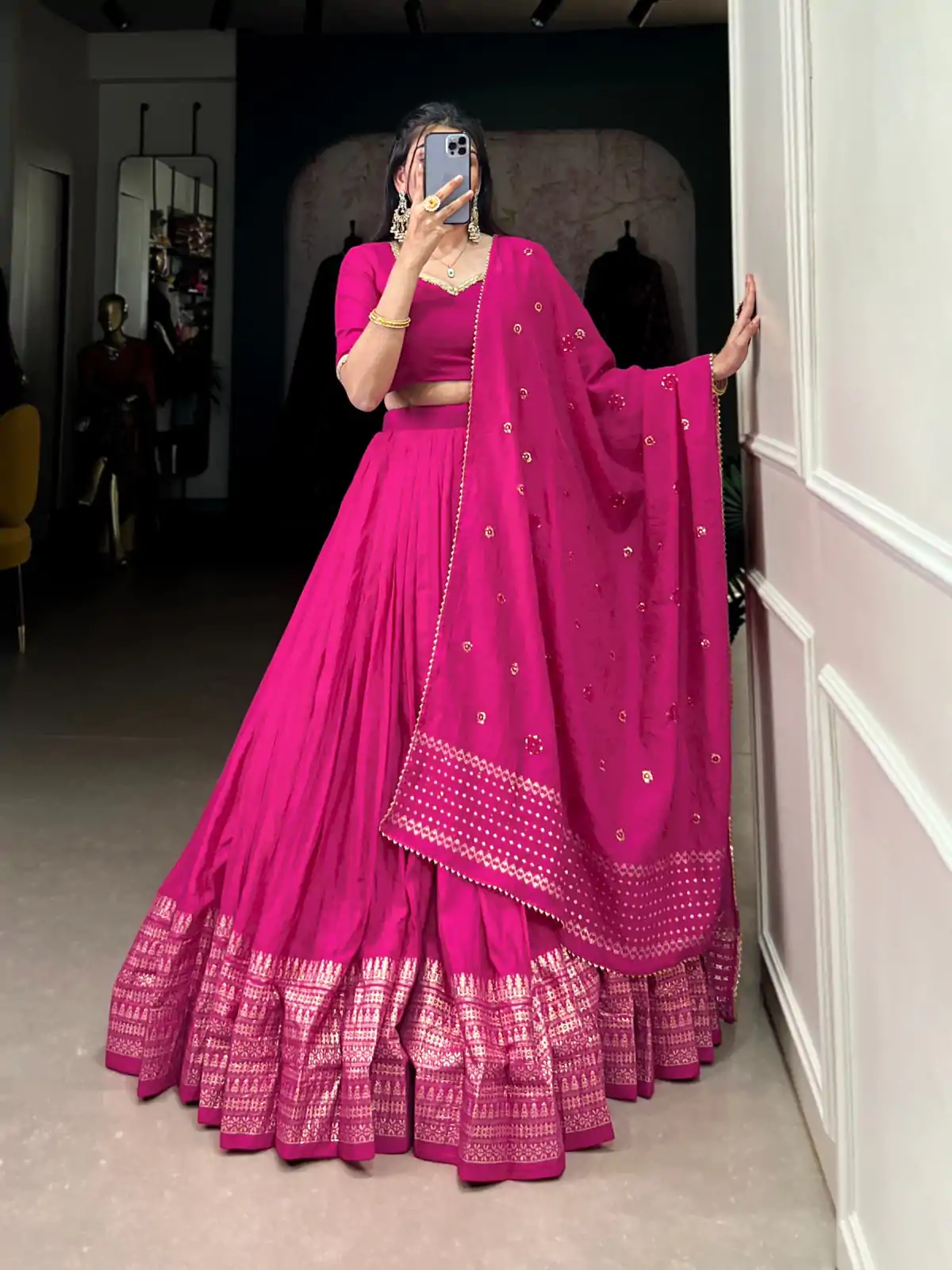 LNB 1906 Pink Color Pure Chanderi Plain With Zari Weaving Work Border Lehenga Choli Wedding, Party, Festive, Events Etc. Delivery 4-6 Working Days Rs 1999 | Creative Lehenga, Bollywood Lehenga, Designer Lehenga, Embroidered Lehenga, Lehenga, Party Wear Lehenga