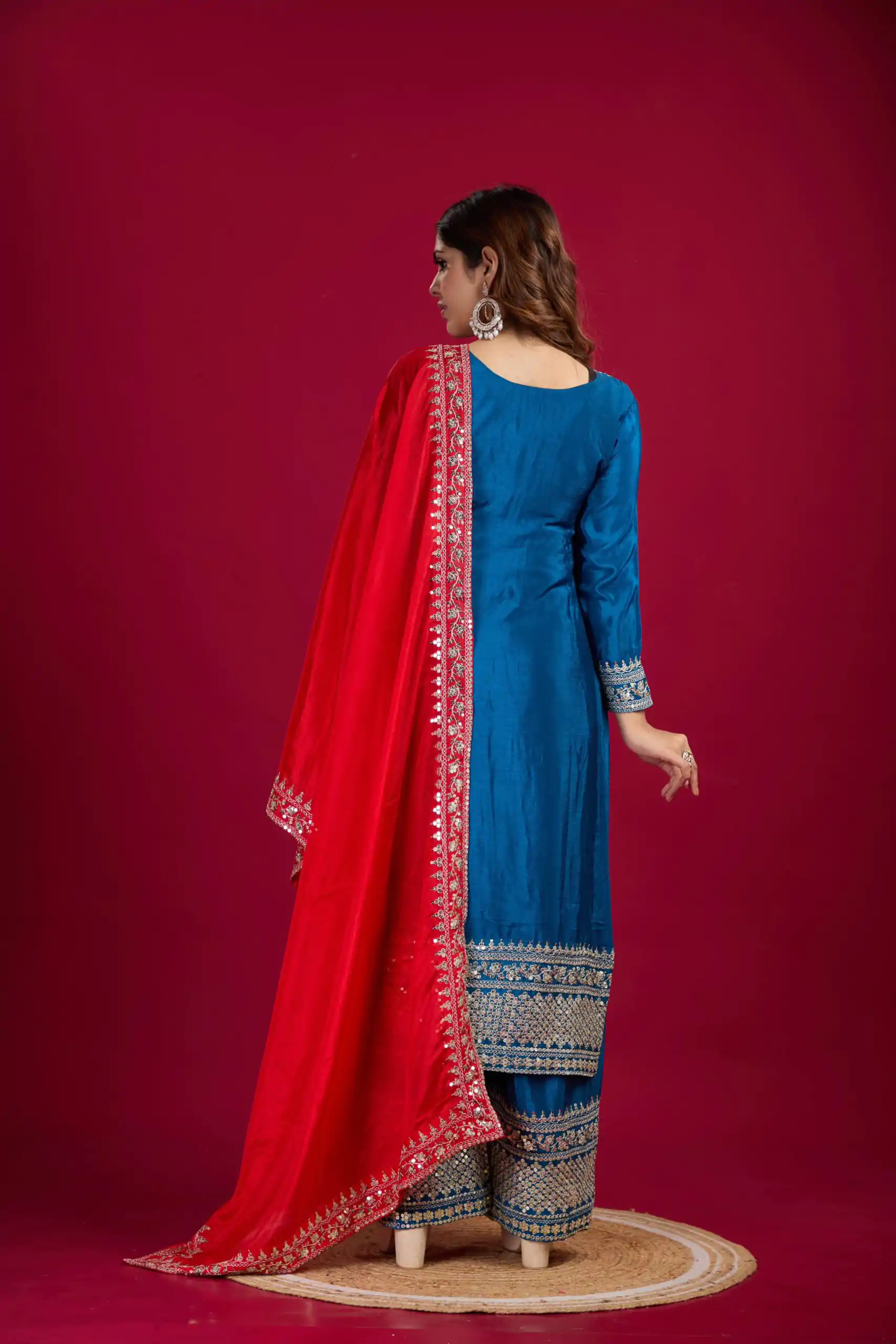 SRK 5231 Blue Color Pure Chinnon Silk With Embroidery Sequence Work Salwar Suit Casual, Wedding, Party, Festive, Events Etc.4-6 Working Days@ 1899/-only | Casual Suits, Jump Suits, Creative suits, Designer Suits, Palazzo Suits, Party Wear Suits, Patiala Suits, Salwar suit, Straight Suits