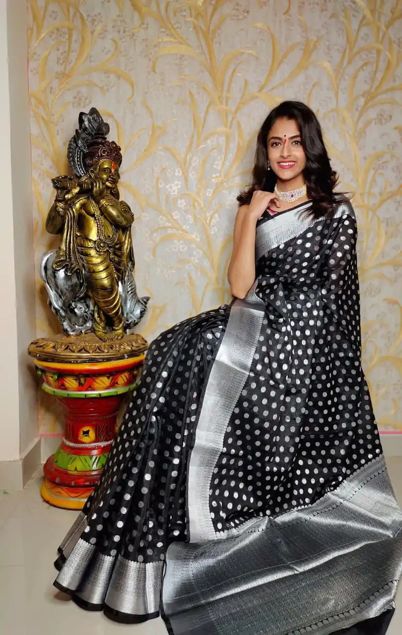 KP 3015 black Color Soft Litchi Silk Jacquard Work Sequence Saree Casual, Wedding, Festive, Events . Expected Delivery  4-6 Working Days @1449/- only | Embroidered Sarees, Bollywood Sarees, Creative Sarees, Designer Sarees, Ethnic Saree, Modern Digital sarees, Party Wear Sarees, Sarees