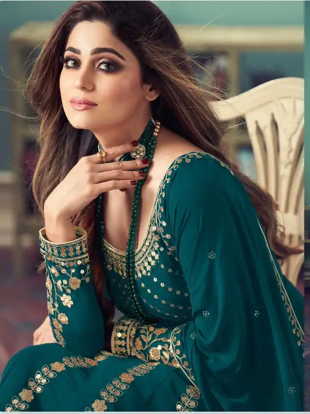 FC 8543 Green Color Georgette Codding Sequence Embroidery Work Anarkali Gown Wedding Party, Festive, Events Etc.4-6 Working Days@2149/- only | Bollywood Gowns, Creative Gowns, Designer Gowns, Embroidered Gowns, Gowns, Party Wear Gowns, Straight Suits