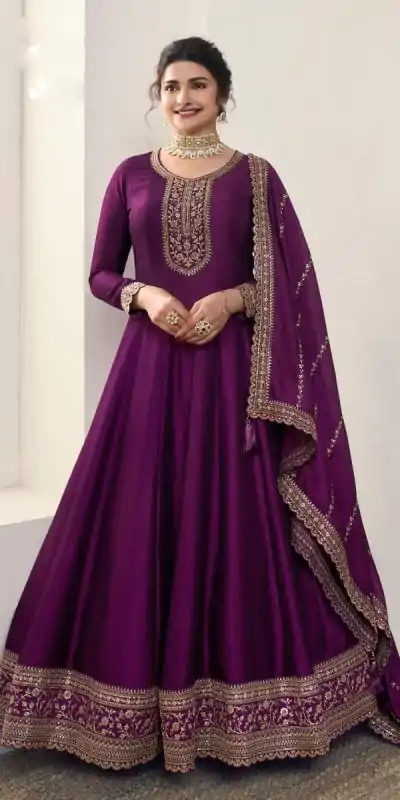 FC 67746 Wine Color Georgette with Embroidery Work Anarkali Suit Casual, Wedding, Party, Festive, Events. Expected Delivery 4-6 Working Days @2999/-Only | Anarkali Suits, Bollywood Anarkali, Creative-Anarkali, Designer Anarkali, Embroidered Anarkali, Party Wear Anarkali