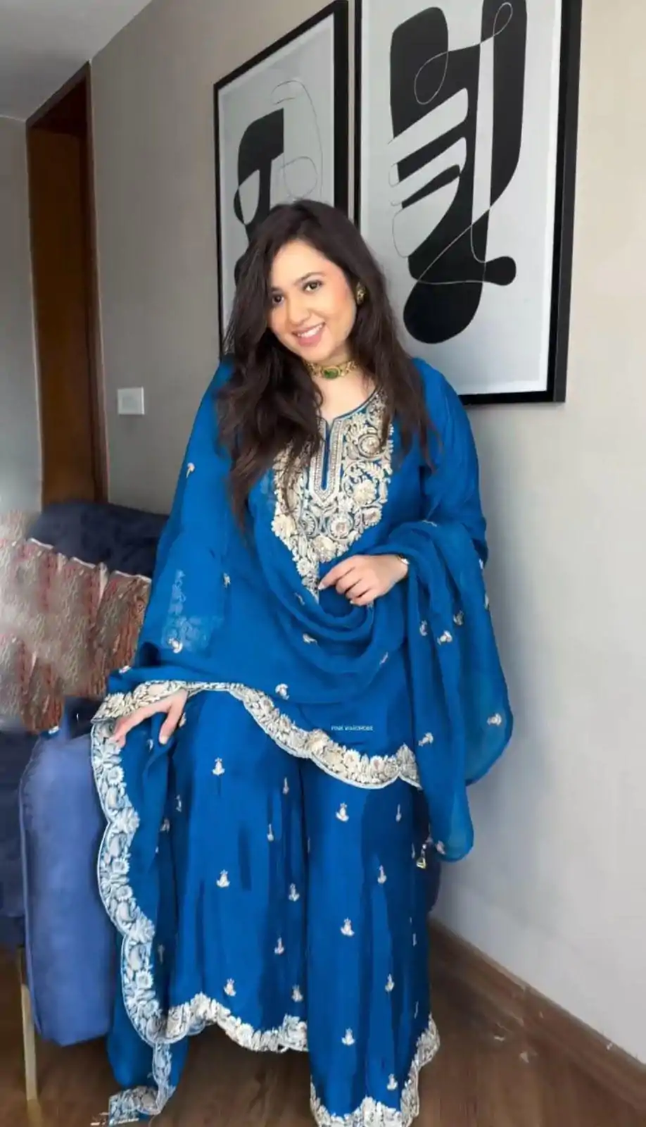 SRK 5231 Blue Color Pure Chinnon Silk With Embroidery Coding Dori-Sequence Salwar Suit , Wedding, Party, Festive, Events Etc.4-6 Working Days@ 2099/-only | Casual Suits, Jump Suits, Creative suits, Designer Suits, Palazzo Suits, Party Wear Suits, Patiala Suits, Salwar suit, Straight Suits