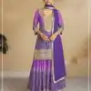 FC 7483 Violet Color Chignon Digital Print With Mat Sequence work Sharara Wedding, Party, Festive, Events Etc.  Expected Delivery 4-6 Working Days @3249/- | Casual Suits, Jump Suits, Creative suits, Designer Suits, Palazzo Suits, Party Wear Suits, Patiala Suits, Salwar suit, Straight Suits