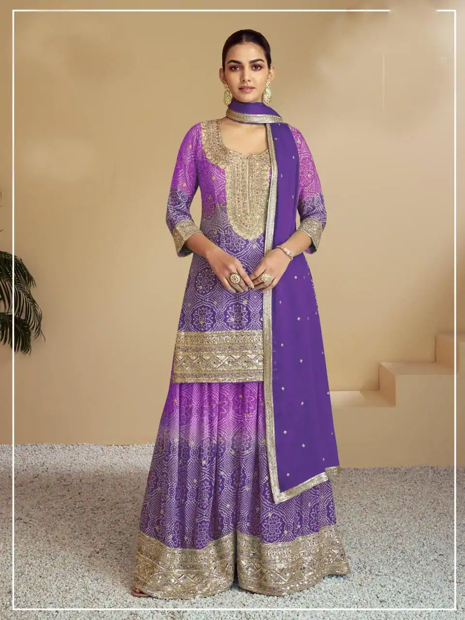 FC 7483 Violet Color Chignon Digital Print With Mat Sequence work Sharara Wedding, Party, Festive, Events Etc.  Expected Delivery 4-6 Working Days @3249/- | Casual Suits, Jump Suits, Creative suits, Designer Suits, Palazzo Suits, Party Wear Suits, Patiala Suits, Salwar suit, Straight Suits