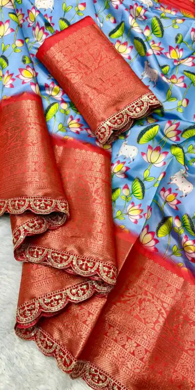 MS 466 Blue Color Dola Silk Saree With Zari Weaving Border Saree Casual, Wedding, Festive, Events . Expected Delivery  4-6 Working Days @1649/- only | Creative Sarees, Embroidered Sarees, Bollywood Sarees, Designer Sarees, Ethnic Saree, Modern Digital sarees, Party Wear Sarees, Sarees