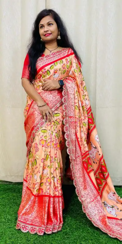 MS 466 Peach Color Dola Silk Saree With Zari Weaving Border Saree Casual, Wedding, Festive, Events . Expected Delivery  4-6 Working Days @1649/- only | Creative Sarees, Embroidered Sarees, Bollywood Sarees, Designer Sarees, Ethnic Saree, Modern Digital sarees, Party Wear Sarees, Sarees