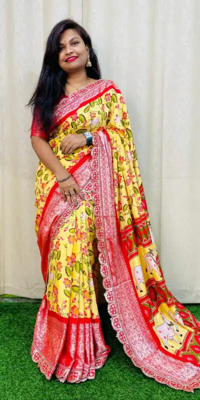 MS 466 Yellow Color Dola Silk Saree With Zari Weaving Border Saree Casual, Wedding, Festive, Events . Expected Delivery  4-6 Working Days @1649/- only | Creative Sarees, Embroidered Sarees, Bollywood Sarees, Designer Sarees, Ethnic Saree, Modern Digital sarees, Party Wear Sarees, Sarees
