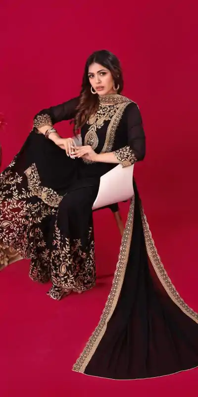 SRK-5242 Black Faux Georgette With Embroidery Sequence Thread Work Salwar Suit  Casual, Wedding, Party, Festive, Events Etc.4-6 Working Days@ 2099/-only | Casual Suits, Jump Suits, Creative suits, Designer Suits, Palazzo Suits, Party Wear Suits, Patiala Suits, Salwar suit, Straight Suits