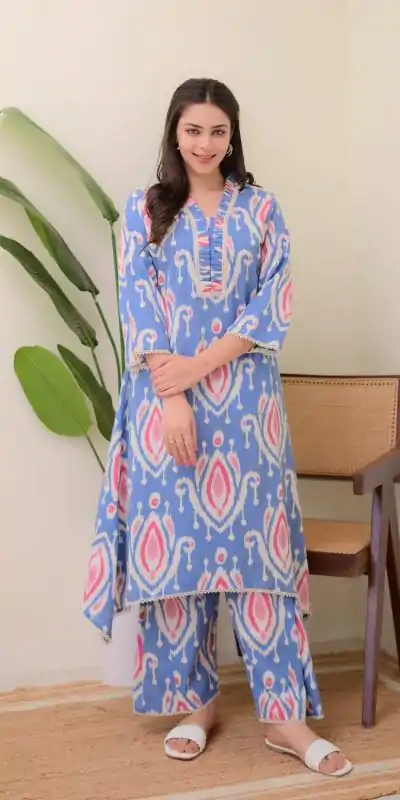 MF 752 Blue Color Rayon Wood With Print Salwar Suit Casual, Wedding, Party, Festive, Events Etc.4-6 Working Days@ 1549/-only | Casual Suits, Jump Suits, Creative suits, Designer Suits, Palazzo Suits, Party Wear Suits, Patiala Suits, Salwar suit, Straight Suits