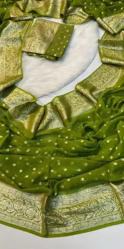 MS Arrival Green Color Viscose Georgette With Running Blouse Saree Casual, Wedding, Festive, Events . Expected Delivery  4-6 Working Days @1599/- only                                                                                                                                                         | Embroidered Sarees, Bollywood Sarees, Creative Sarees, Designer Sarees, Ethnic Saree, Modern Digital sarees, Party Wear Sarees, Sarees