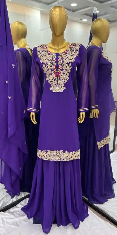 ZSR 3108 Violet Faux Georgette With 5mm Embroidery Sequence Work Salwar Suit Casual, Wedding, Party, Festive, Events Etc.4-6 Working Days@ 1899/-only | Casual Suits, Jump Suits, Creative suits, Designer Suits, Palazzo Suits, Party Wear Suits, Patiala Suits, Salwar suit, Straight Suits