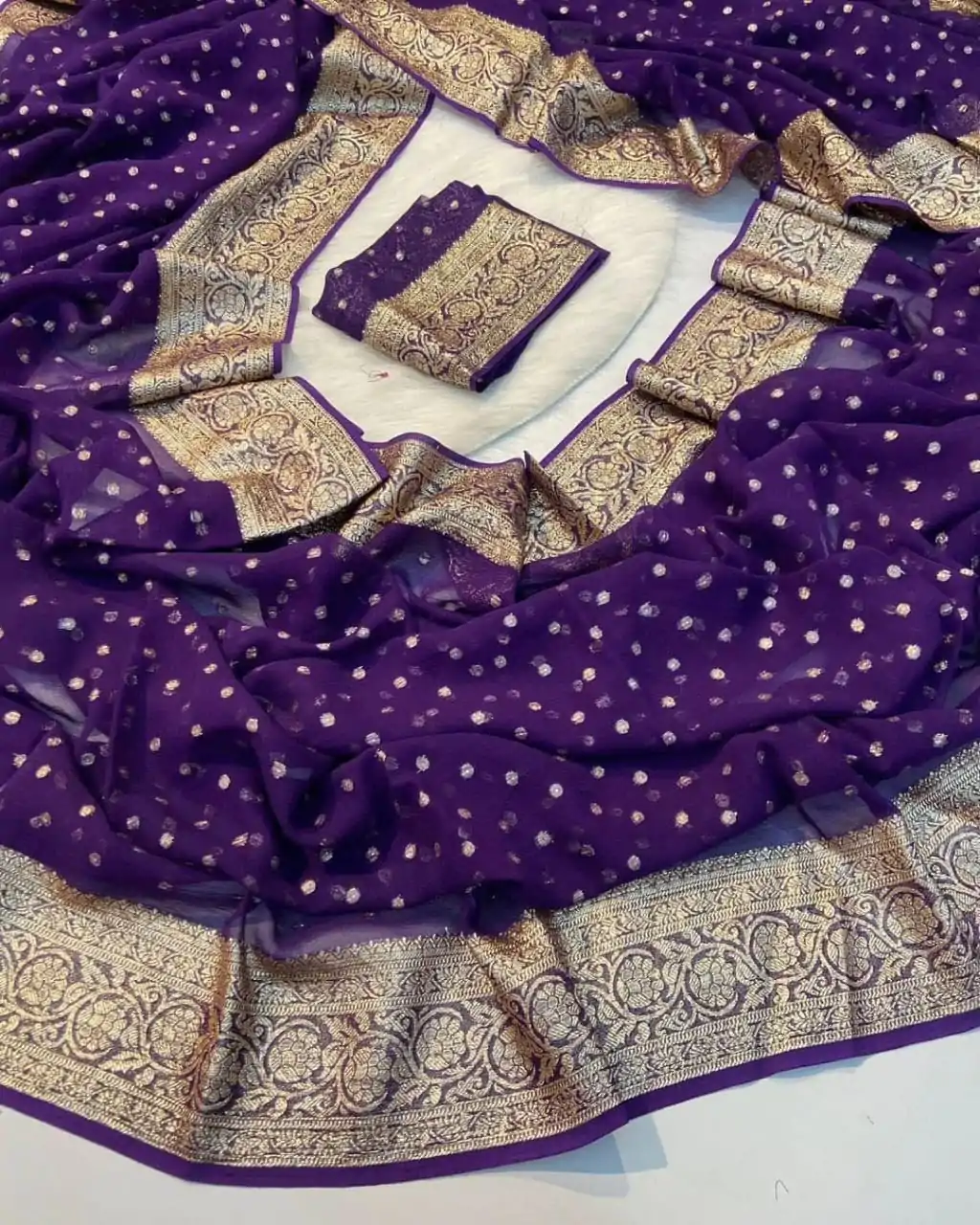 MS Arrival Purple Color Viscose Georgette With Running Blouse Saree Casual, Wedding, Festive, Events . Expected Delivery  4-6 Working Days @1599/- only                                                                                                                                                         | Embroidered Sarees, Bollywood Sarees, Creative Sarees, Designer Sarees, Ethnic Saree, Modern Digital sarees, Party Wear Sarees, Sarees