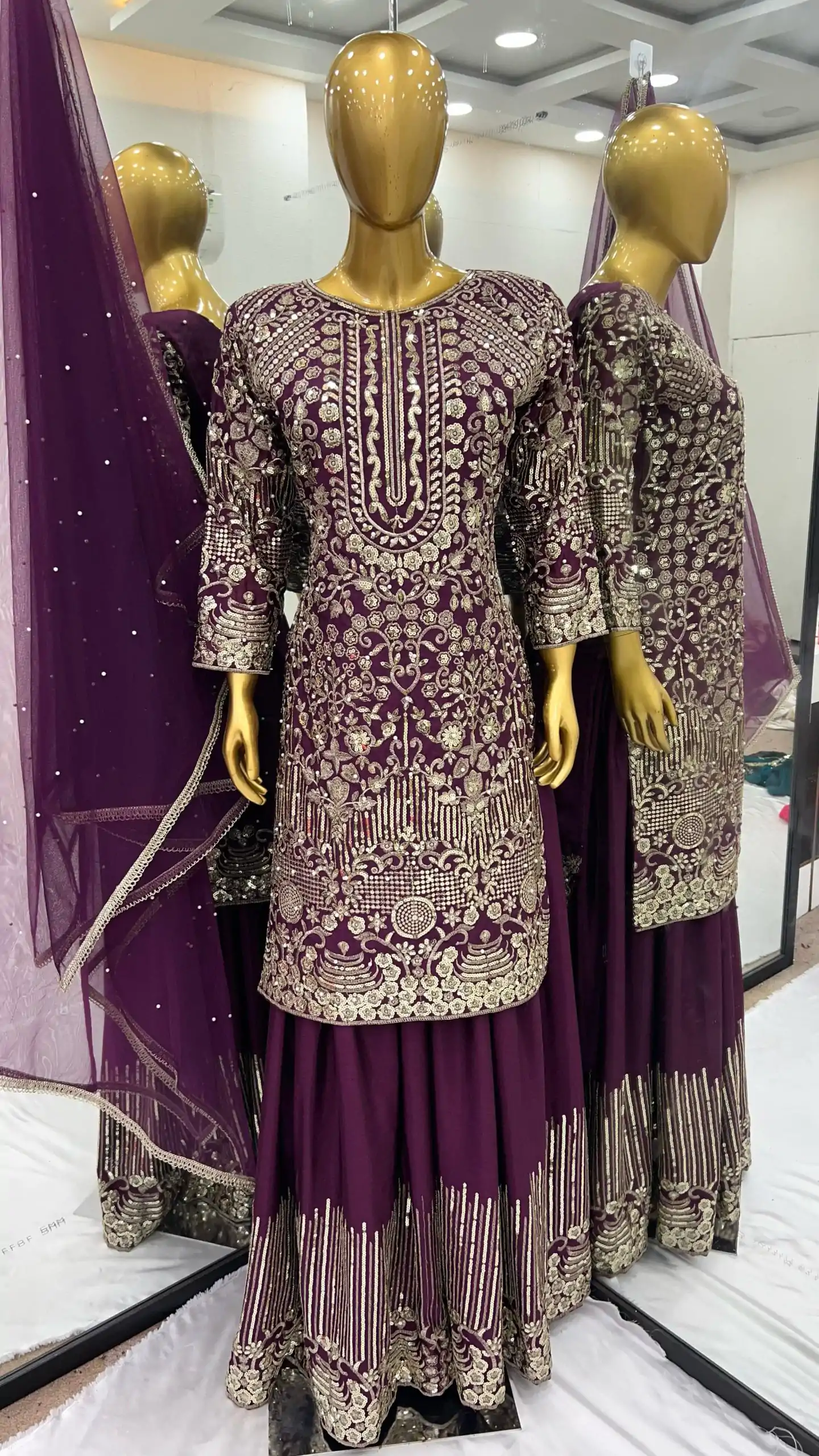 ZSR 3103 Wine Chinnon Silk 5mm Embroidery Sequence With Moti Work Salwar Suit Casual, Wedding, Party, Festive, Events Etc.4-6 Working Days@ 2099/-only | Casual Suits, Jump Suits, Creative suits, Designer Suits, Palazzo Suits, Party Wear Suits, Patiala Suits, Salwar suit, Straight Suits