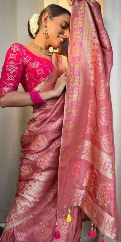  MS 476 Peach Color Soft Lichi Silk Kubera Pattu On All Over Saree Casual, Wedding, Festive, Events . Expected Delivery  4-6 Working Days @1299/- only                                                                                                                                             | Embroidered Sarees, Bollywood Sarees, Creative Sarees, Designer Sarees, Ethnic Saree, Modern Digital sarees, Party Wear Sarees, Sarees