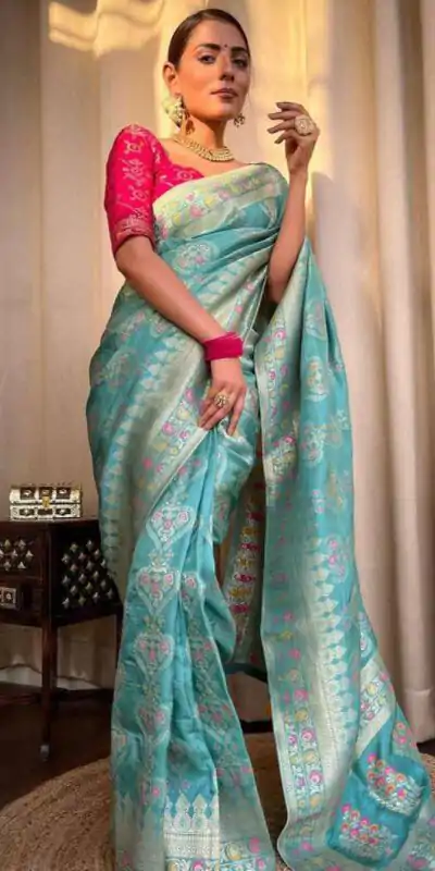  MS 476 Sky Blue Color Soft Lichi Silk Kubera Pattu On All Over Saree Casual, Wedding, Festive, Events . Expected Delivery  4-6 Working Days @1299/- only                                                                                                                                             | Embroidered Sarees, Bollywood Sarees, Creative Sarees, Designer Sarees, Ethnic Saree, Modern Digital sarees, Party Wear Sarees, Sarees