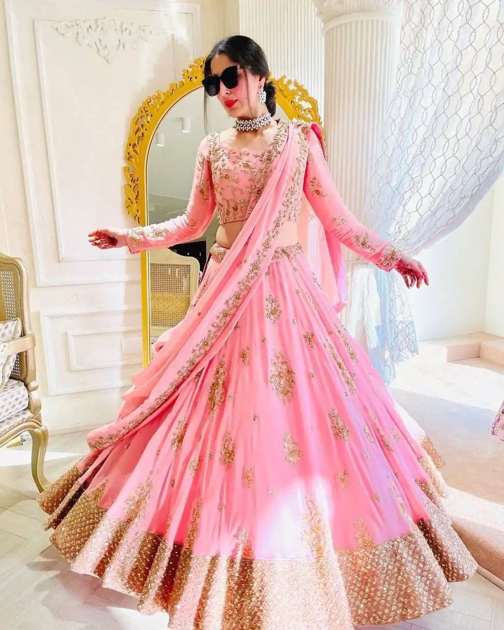 BD 1493 Light Pink Color Fox Georgette Embroidery Sequins Work Lehenga Choli Wedding, Party, Festive, Events Etc. Delivery 4-6 Working Days Rs 2049 | Creative Lehenga, Bollywood Lehenga, Designer Lehenga, Embroidered Lehenga, Lehenga, Party Wear Lehenga