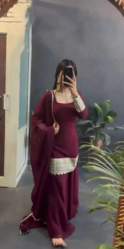 VLM 253 Marron Color Fox Georgette With Heavy Embroidery Work Salwar Suit Casual, Wedding, Party, Festive, Events Etc.4-6 Working Days@ 1899/-only | Casual Suits, Jump Suits, Creative suits, Designer Suits, Palazzo Suits, Party Wear Suits, Patiala Suits, Salwar suit, Straight Suits