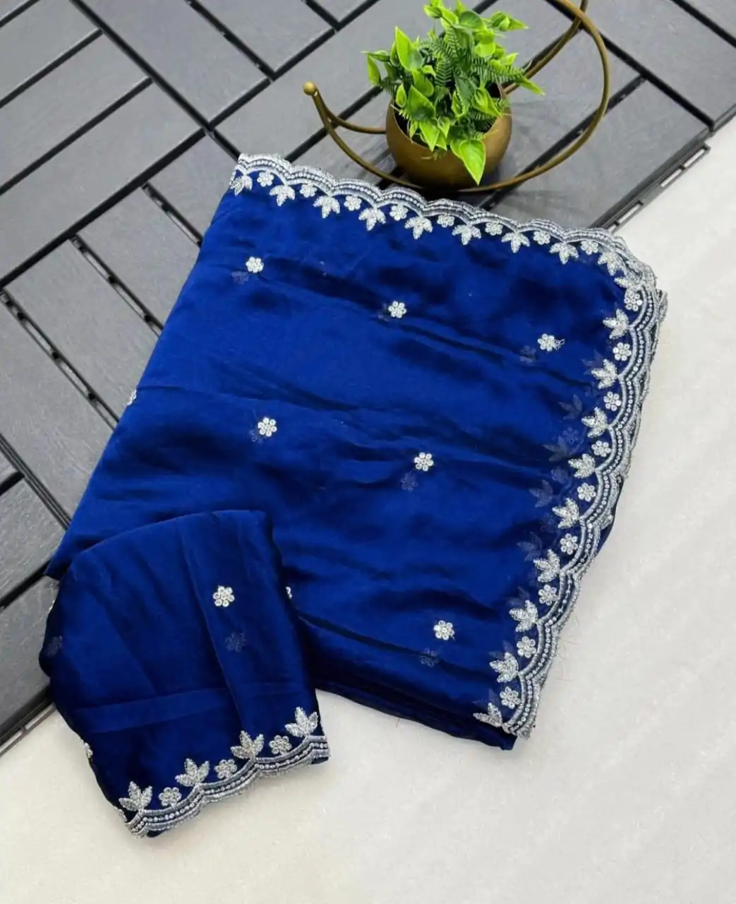KT Arrival Blue Color Rangoli Chiffon Embroidery Cut Work Saree Casual, Wedding, Festive, Events . Expected Delivery  4-6 Working Days @1549/- only                                                                                                                                             | Embroidered Sarees, Bollywood Sarees, Creative Sarees, Designer Sarees, Ethnic Saree, Modern Digital sarees, Party Wear Sarees, Sarees