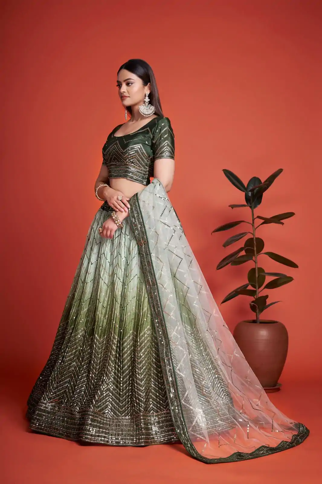 RC 266 Green Color Chinon Embroidery and Sequins Lehenga Choli Wedding, Party, Festive, Events Etc. Delivery 4-6 Working Days Rs 2399 | Creative Lehenga, Bollywood Lehenga, Designer Lehenga, Embroidered Lehenga, Lehenga, Party Wear Lehenga