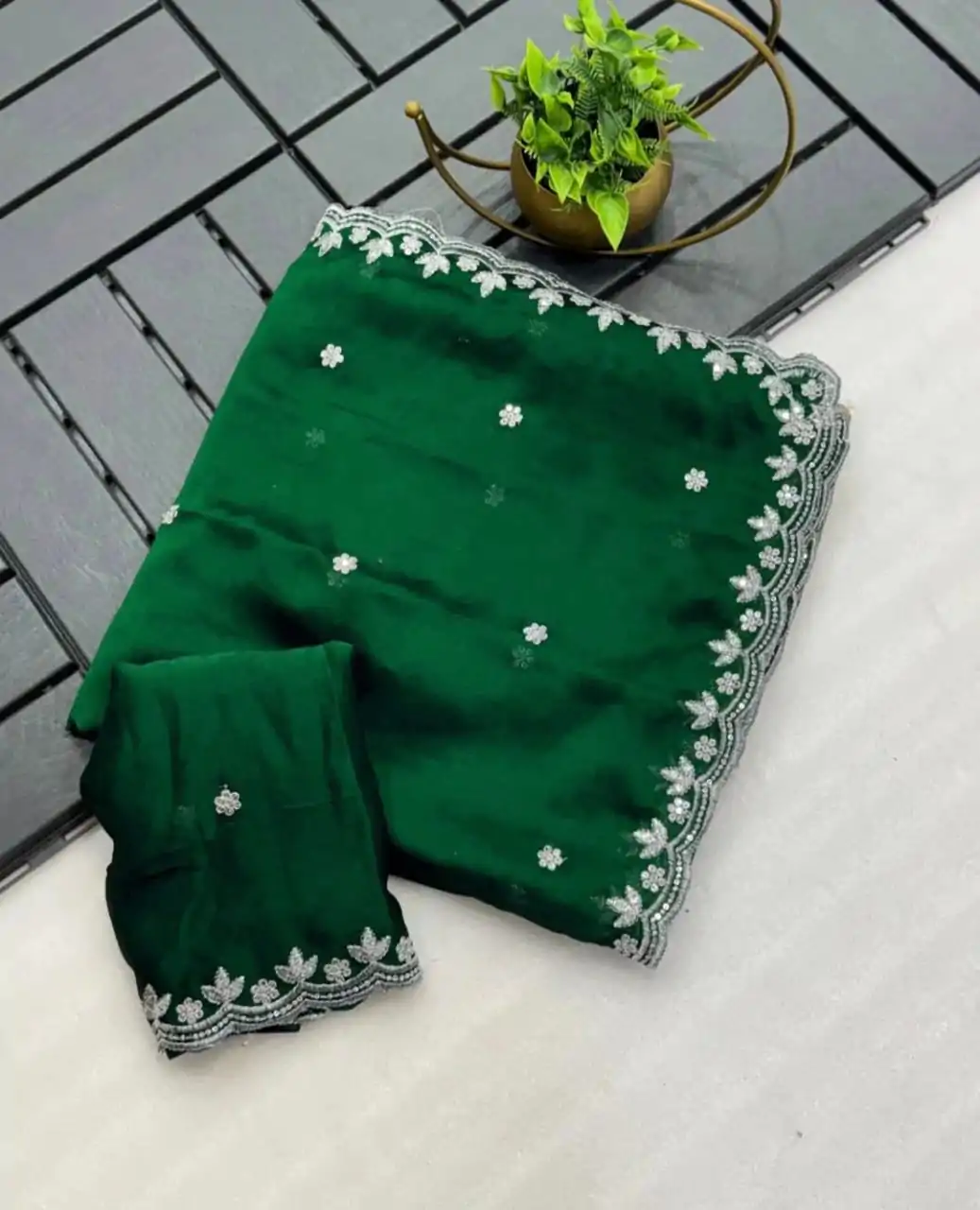 KT Arrival Green Color Rangoli Chiffon Embroidery Cut Work Saree Casual, Wedding, Festive, Events . Expected Delivery  4-6 Working Days @1549/- only                                                                                                                                             | Embroidered Sarees, Bollywood Sarees, Creative Sarees, Designer Sarees, Ethnic Saree, Modern Digital sarees, Party Wear Sarees, Sarees