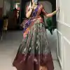 Beautiful Navy Blue Color Silk Jacquard Zari Weaving Work Lehenga Choli