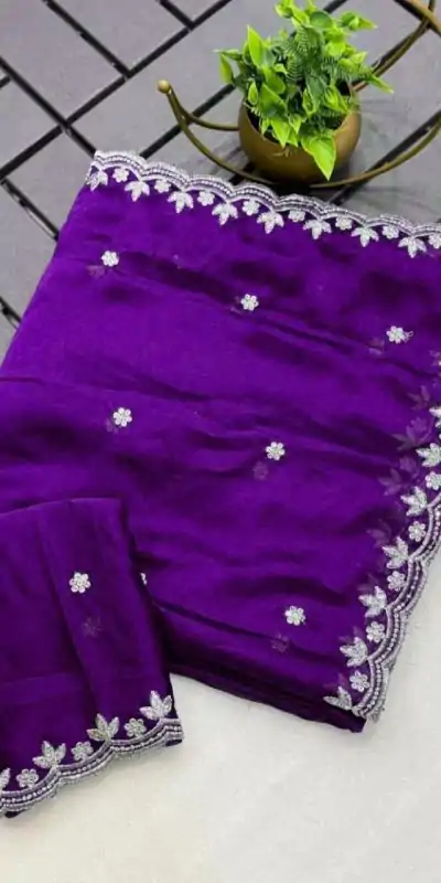 KT Arrival Purple Color Rangoli Chiffon Embroidery Cut Work Saree Casual, Wedding, Festive, Events . Expected Delivery  4-6 Working Days @1549/- only                                                                                                                                             | Embroidered Sarees, Bollywood Sarees, Creative Sarees, Designer Sarees, Ethnic Saree, Modern Digital sarees, Party Wear Sarees, Sarees