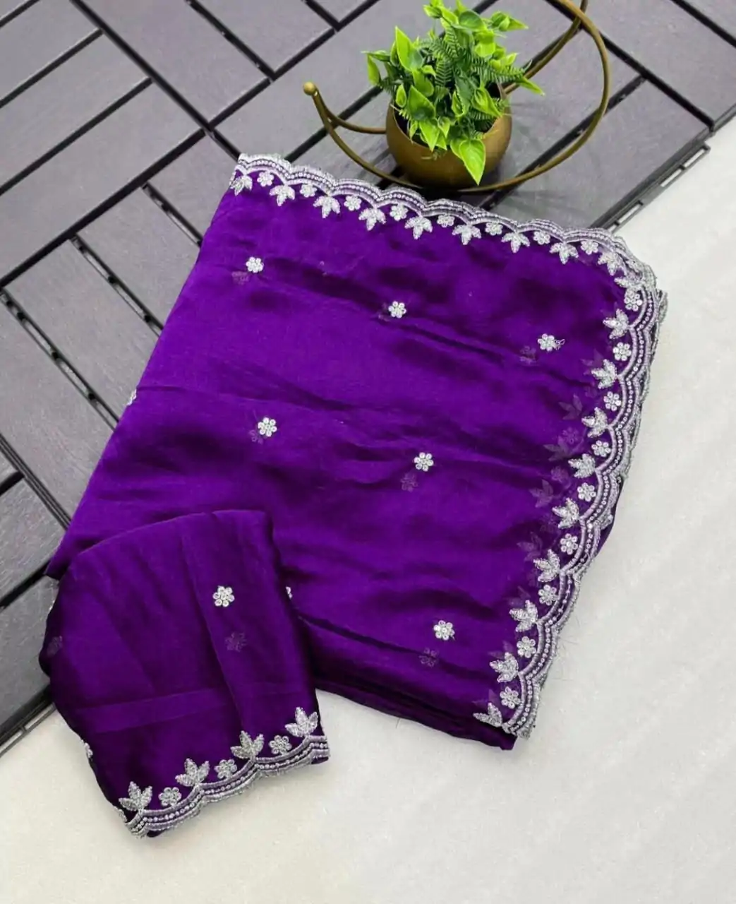 KT Arrival Purple Color Rangoli Chiffon Embroidery Cut Work Saree Casual, Wedding, Festive, Events . Expected Delivery  4-6 Working Days @1549/- only                                                                                                                                             | Embroidered Sarees, Bollywood Sarees, Creative Sarees, Designer Sarees, Ethnic Saree, Modern Digital sarees, Party Wear Sarees, Sarees