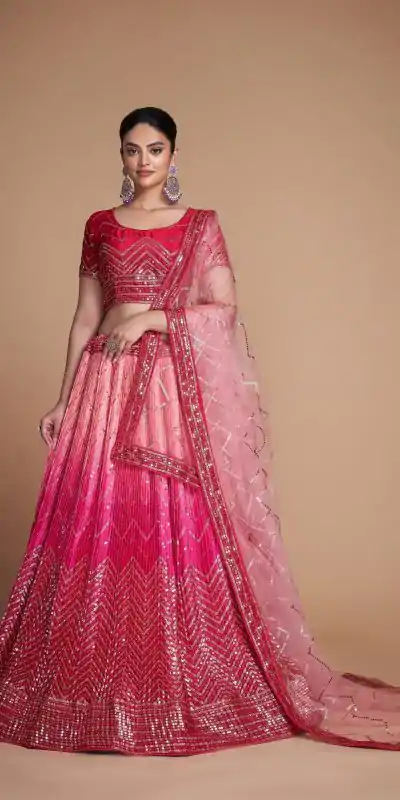 RC 266 Red Color Chinon Embroidery and Sequins Lehenga Choli Wedding, Party, Festive, Events Etc. Delivery 4-6 Working Days Rs 2399 | Creative Lehenga, Bollywood Lehenga, Designer Lehenga, Embroidered Lehenga, Lehenga, Party Wear Lehenga
