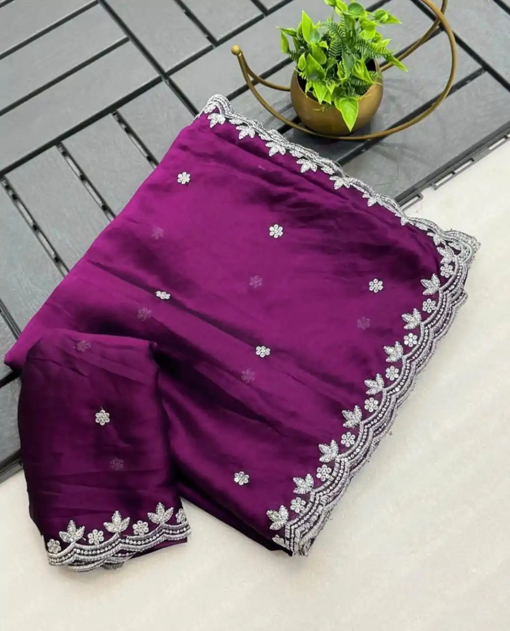 KT Arrival Wine Color Rangoli Chiffon Embroidery Cut Work Saree Casual, Wedding, Festive, Events . Expected Delivery  4-6 Working Days @1549/- only                                                                                                                                             | Embroidered Sarees, Bollywood Sarees, Creative Sarees, Designer Sarees, Ethnic Saree, Modern Digital sarees, Party Wear Sarees, Sarees