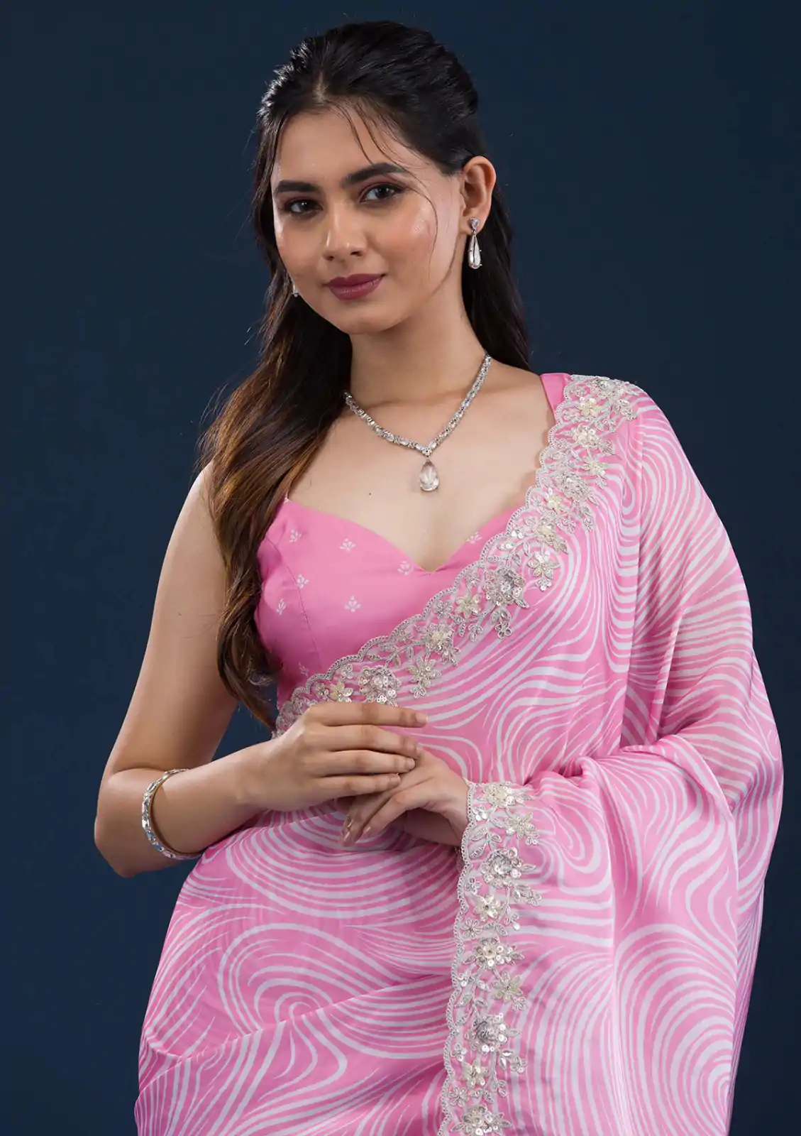 BT-403 Light Pink Color Georgette Digital Prints & Embroidery Codding Sequins Work Saree, Wedding, Festive, Events. Expected Delivery  4-6 Working Days @1899 | Embroidered Sarees, Bollywood Sarees, Creative Sarees, Designer Sarees, Ethnic Saree, Modern Digital sarees, Party Wear Sarees, Sarees