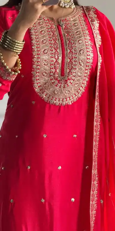 VLM 254 Red Color Cosmo Silk With Heavy Embroidery Sequence Work Salwar Suit Casual, Wedding, Party, Festive, Events Etc.4-6 Working Days@ 2099/-only | Casual Suits, Jump Suits, Creative suits, Designer Suits, Palazzo Suits, Party Wear Suits, Patiala Suits, Salwar suit, Straight Suits