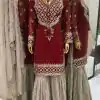 Classic Red Color Faux Georgette With 5mm Embroidery Sequence Thread Work Salwar Suit