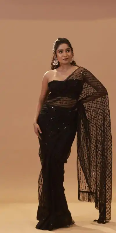 BT 352 Black Color Nylon Butterfly Net Sequence With Thread Work Saree Casual, Wedding, Festive, Events . Expected Delivery  4-6 Working Days @1699/- only                                                                                                                                             | Embroidered Sarees, Bollywood Sarees, Creative Sarees, Designer Sarees, Ethnic Saree, Modern Digital sarees, Party Wear Sarees, Sarees