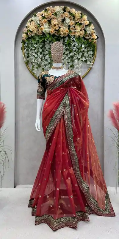 KD-470 Red Color Twill Net Thread & Sequence work Saree Casual, Wedding, Festive, Events . Expected Delivery  4-6 Working Days @2099/- only  | Embroidered Sarees, Bollywood Sarees, Creative Sarees, Designer Sarees, Ethnic Saree, Modern Digital sarees, Party Wear Sarees, Sarees