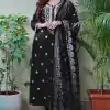 MF 1002 Black rayon cotton with embroidery work Salwar Suit  Casual, Wedding, Party, Festive, Events Etc.4-6 Working Days@ 1449/-only | Casual Suits, Jump Suits, Creative suits, Designer Suits, Palazzo Suits, Party Wear Suits, Patiala Suits, Salwar suit, Straight Suits