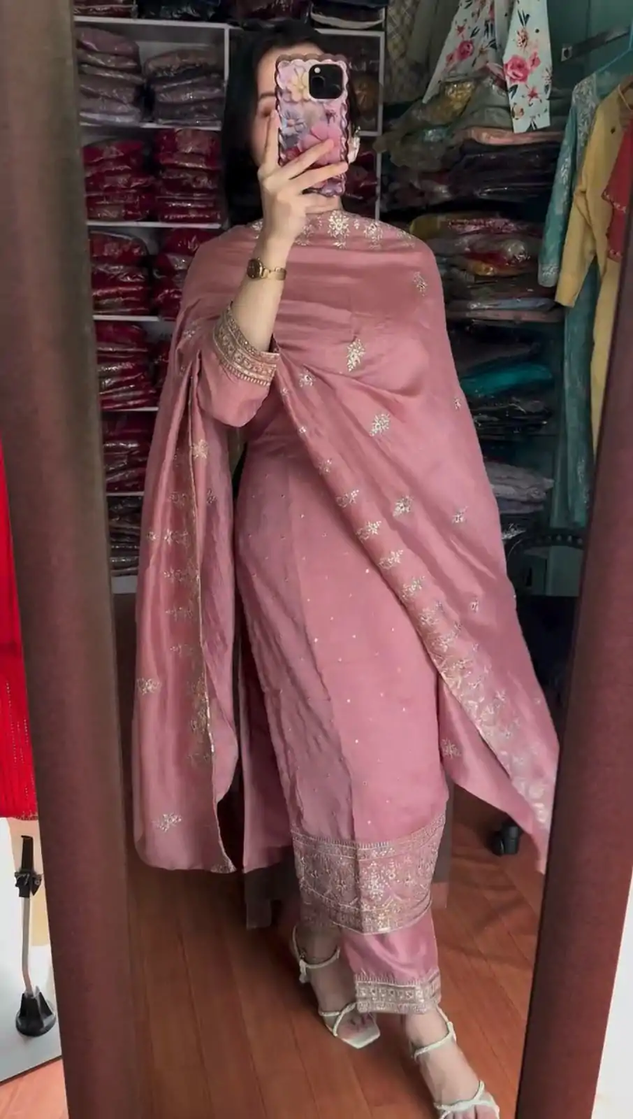 SRK 5243 Pink Color Chinon Silk With Embroidery Sequence Work Salwar Suit Casual, Wedding, Party, Festive, Events Etc.4-6 Working Days@ 1899/-only | Casual Suits, Jump Suits, Creative suits, Designer Suits, Palazzo Suits, Party Wear Suits, Patiala Suits, Salwar suit, Straight Suits