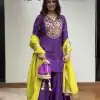 Fantastic Purple Color Chinnon Silk With 5mm Embroidery Sequence Work Salwar Suit