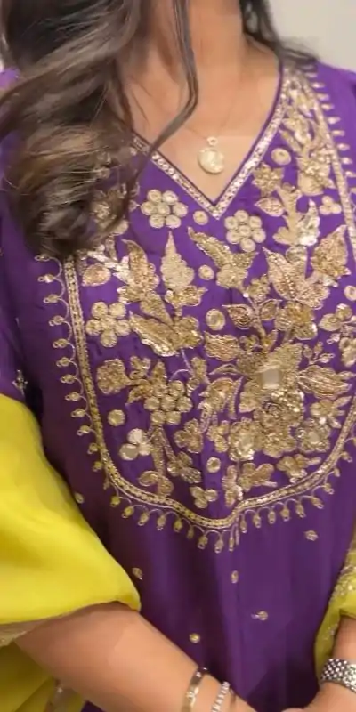 ZSR 3109 Purple Chinnon Silk With 5mm Embroidery Sequence Work Salwar Suit Casual, Wedding, Party, Festive, Events Etc.4-6 Working Days@ 1999/-only | Casual Suits, Jump Suits, Creative suits, Designer Suits, Palazzo Suits, Party Wear Suits, Patiala Suits, Salwar suit, Straight Suits