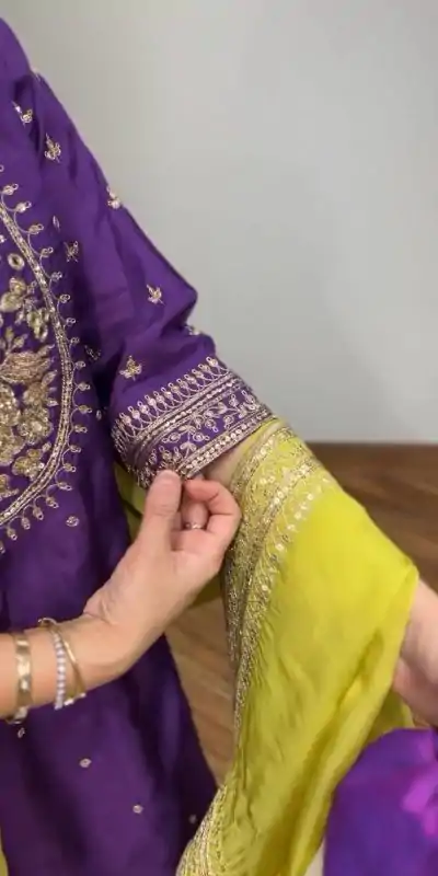 ZSR 3109 Purple Chinnon Silk With 5mm Embroidery Sequence Work Salwar Suit Casual, Wedding, Party, Festive, Events Etc.4-6 Working Days@ 1999/-only | Casual Suits, Jump Suits, Creative suits, Designer Suits, Palazzo Suits, Party Wear Suits, Patiala Suits, Salwar suit, Straight Suits