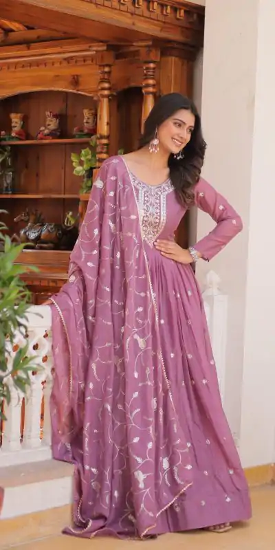 Ram 081 Light Purple Star Georgette Sequence Embroidery Work Anarkali Gown  Wedding Party, Festive, Events Etc.4-6 Working Days@2149/- only | Bollywood Gowns, Creative Gowns, Designer Gowns, Embroidered Gowns, Gowns, Party Wear Gowns, Straight Suits