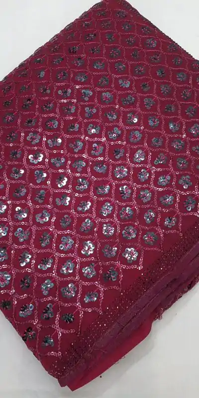 DF 3427 Marron Color Georgette Dual Sequins 3MM & 5MM Embroidery Sequins Work Saree , Wedding, Festive, Events . Expected Delivery  4-6 Working Days @1799/- | Embroidered Sarees, Bollywood Sarees, Creative Sarees, Designer Sarees, Ethnic Saree, Modern Digital sarees, Party Wear Sarees, Sarees