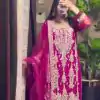 Glowing Pink Color Fox Georgette With Sequence Embroidery Work  Pari Lace Salwar Suit
