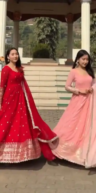 VLM 258 Red Color Fox Georgette With Embroidery Work Anarkali Gown Wedding Party, Festive, Events Etc.4-6 Working Days@2149/- only | Bollywood Gowns, Creative Gowns, Designer Gowns, Embroidered Gowns, Gowns, Party Wear Gowns, Straight Suits