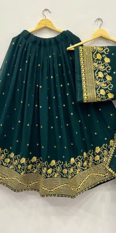 RC 269 Bottle Green Color Georgette Embroidery And Sequins Work Lehenga Choli Wedding, Party, Festive, Events Etc. Delivery 4-6 Working Days Rs 1999 | Creative Lehenga, Bollywood Lehenga, Designer Lehenga, Embroidered Lehenga, Lehenga, Party Wear Lehenga