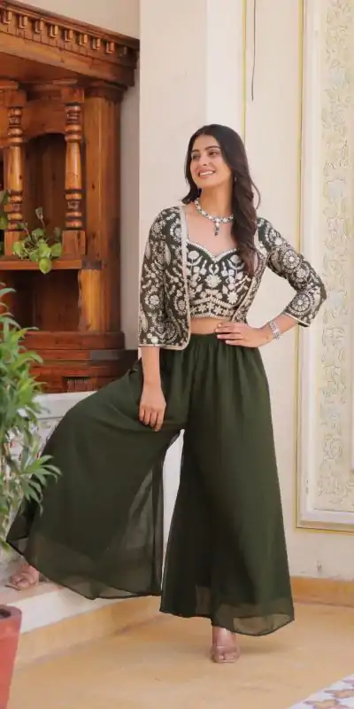 Ram 069 Mehandi Color Fox Georgette Embroidery Lace Work Anarkali Gown Wedding Party, Festive, Events Etc.4-6 Working Days@2049/- only | Bollywood Gowns, Creative Gowns, Designer Gowns, Embroidered Gowns, Gowns, Party Wear Gowns, Straight Suits