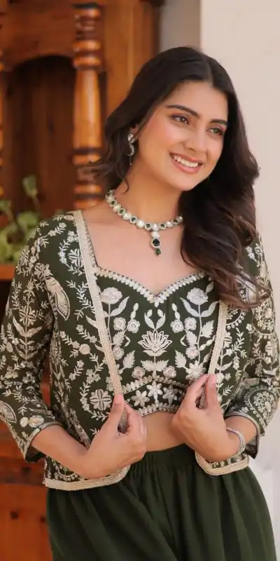 Ram 069 Mehandi Color Fox Georgette Embroidery Lace Work Anarkali Gown Wedding Party, Festive, Events Etc.4-6 Working Days@2049/- only | Bollywood Gowns, Creative Gowns, Designer Gowns, Embroidered Gowns, Gowns, Party Wear Gowns, Straight Suits