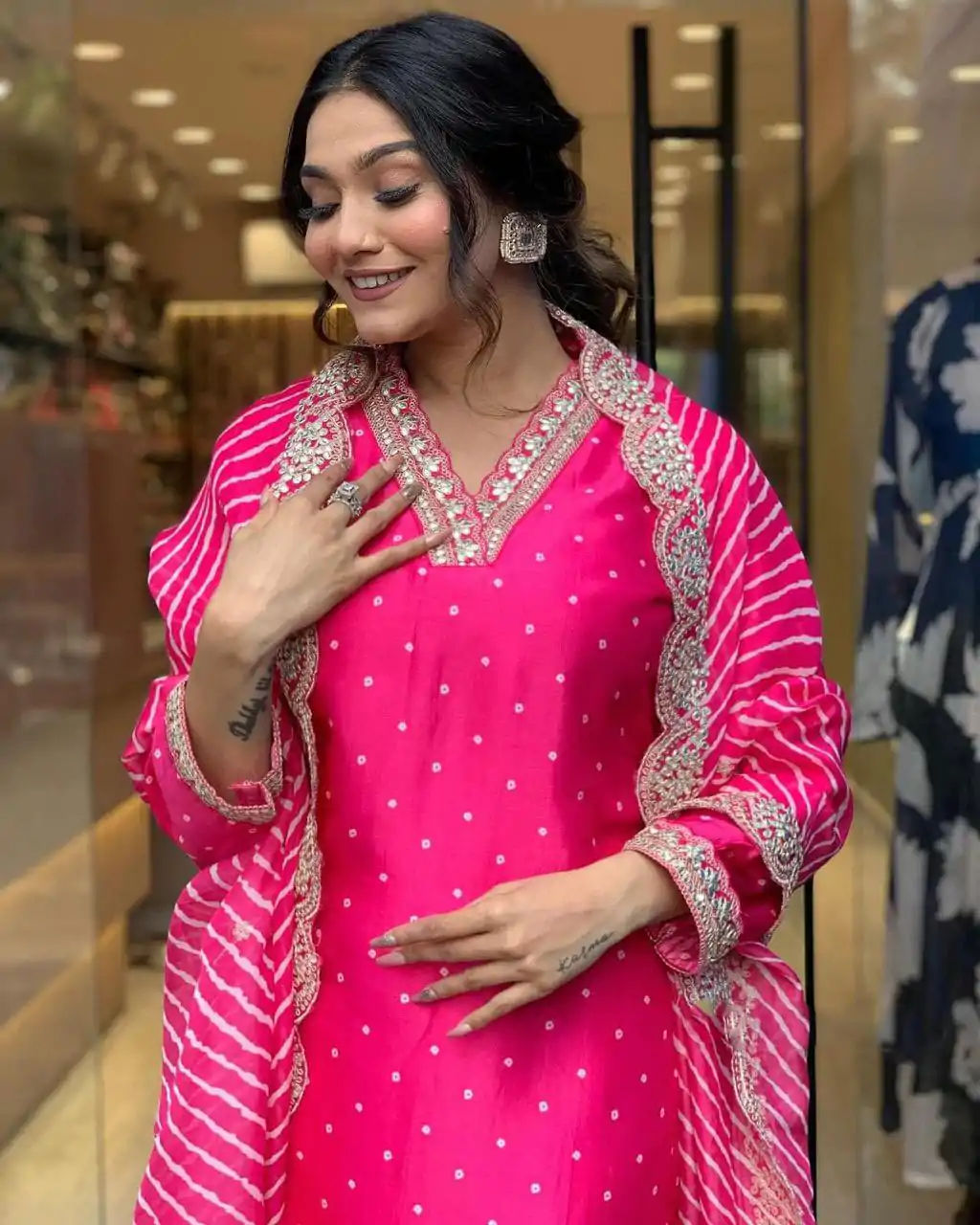 MF 746 Pink Color Chinon Silk Wide Digital Print Coding Work Lace Salwar Suit Casual, Wedding, Party, Festive, Events Etc.4-6 Working Days@ 1699/-only | Casual Suits, Jump Suits, Creative suits, Designer Suits, Palazzo Suits, Party Wear Suits, Patiala Suits, Salwar suit, Straight Suits