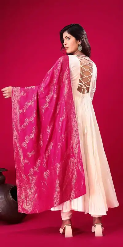 ZSR 3107 White Color Roman Silk With Embroidery Sequence Work Anarkali Gown Wedding Party, Festive, Events Etc.4-6 Working Days@1999/- only | Bollywood Gowns, Creative Gowns, Designer Gowns, Embroidered Gowns, Gowns, Party Wear Gowns, Straight Suits