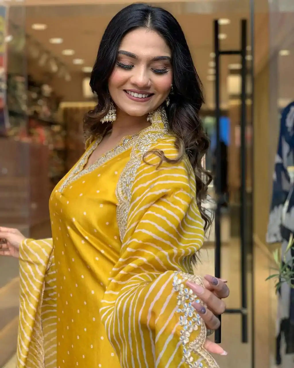 MF 746 Yellow Color Chinon Silk Wide Digital Print Coding Work Lace Salwar Suit Casual, Wedding, Party, Festive, Events Etc.4-6 Working Days@ 1699/-only | Casual Suits, Jump Suits, Creative suits, Designer Suits, Palazzo Suits, Party Wear Suits, Patiala Suits, Salwar suit, Straight Suits