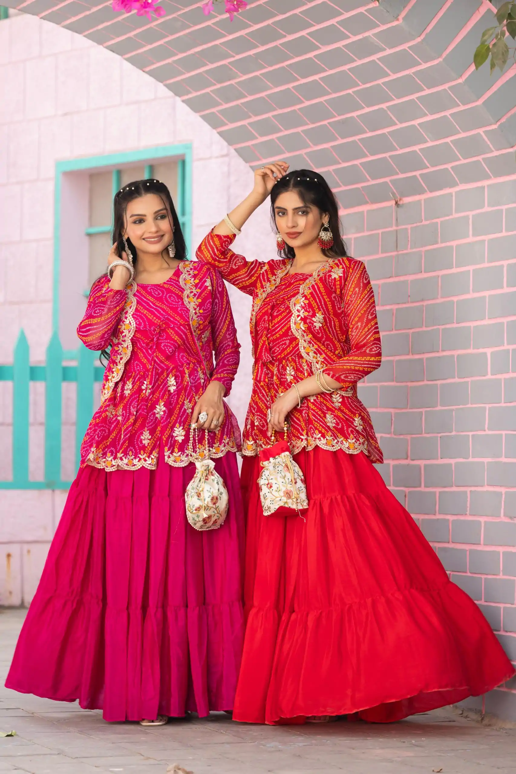 Ram 091 Red Color Bandhej Embroidery Thared Work Lehenga Crop Top & Jacket Wedding, Party, Festive, Events Etc. Delivery 4-6 Working Days Rs 2149 | Creative Lehenga, Bollywood Lehenga, Designer Lehenga, Embroidered Lehenga, Lehenga, Party Wear Lehenga